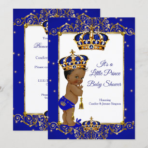 Prince Boy Baby shower Royal Blue Ethnic Kaart