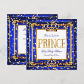 Prince Boy Baby shower Royal Blue Gold Bokeh Kaart (Voorkant / Achterkant)