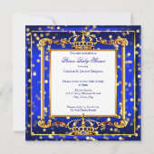 Prince Boy Baby shower Royal Blue Gold Bokeh Kaart (Achterkant)
