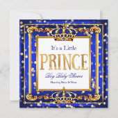 Prince Boy Baby shower Royal Blue Gold Bokeh Kaart (Voorkant)