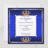 Prince Boy Baby shower Royal Blue Gold Brunette DK Kaart (Achterkant)