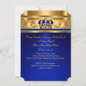 Prince Boy Baby shower Royal Blue Gold Crown 2 Kaart (Achterkant)