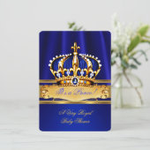Prince Boy Baby shower Royal Blue Gold Kaart (Staand voorkant)