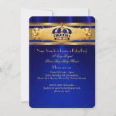 Prince Boy Baby shower Royal Blue Gold Kaart (Achterkant)