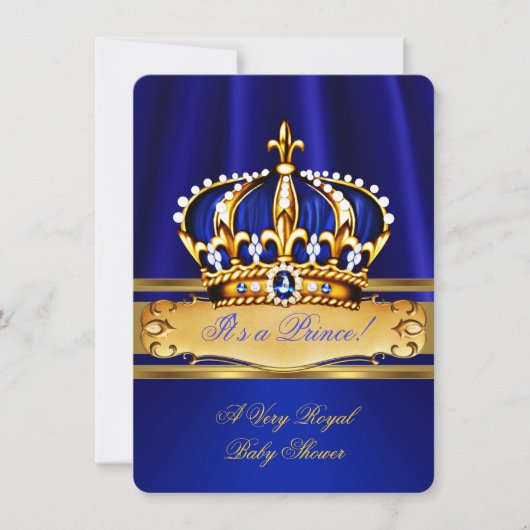Prince Boy Baby shower Royal Blue Gold Kaart (Voorkant)
