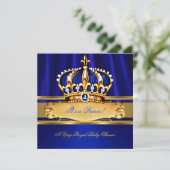 Prince Boy Baby shower Royal Blue Gold Kaart (Staand voorkant)