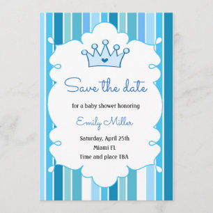 Prince Boy Baby shower Sparen de Datum Save The Date