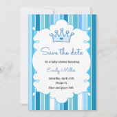 Prince Boy Baby shower Sparen de Datum Save The Date (Voorkant)