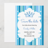 Prince Boy Baby shower Sparen de Datum Save The Date (Voorkant / Achterkant)
