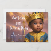 Prince Boy Birthday Blue Gold African American 2 Kaart (Voorkant)