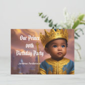 Prince Boy Birthday Blue Gold African American 2 Kaart (Staand voorkant)