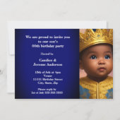 Prince Boy Birthday Blue Gold African American 2 Kaart (Achterkant)