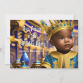 Prince Boy Birthday Blue Gold African American Ame Kaart (Voorkant)