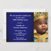 Prince Boy Birthday Blue Gold African American Ame Kaart (Achterkant)