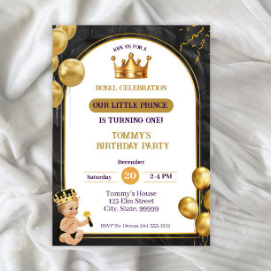 Prince Boys Crown verjaardagsuitnodiging Kaart