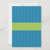 Prince Carriage Blue Green Stripes Baby shower Kaart (Achterkant)