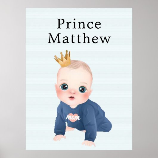 Prince Cartoon Character Baby Boy Poster (Voorkant)