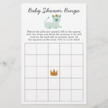 Prince Cat Bingo Baby shower Game