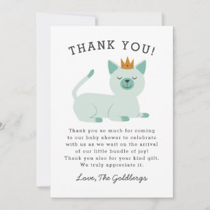 Prince Cat Royal Baby shower Bedankkaart