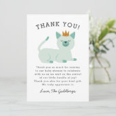 Prince Cat Royal Baby shower Bedankkaart (Staand voorkant)