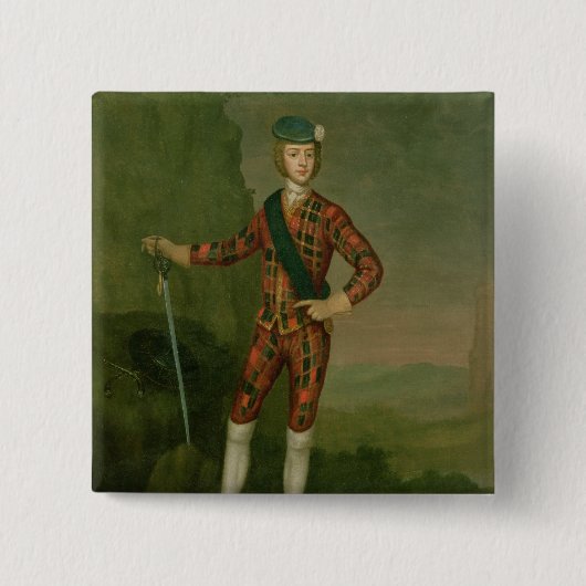 Prince Charles Edward Stuart Vierkante Button 5,1 Cm (Voorkant)