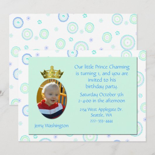 Prince Charming Birthday Party Invitation Kaart (Voorkant / Achterkant)