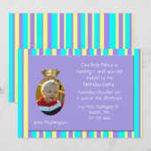Prince Charming Crown Birthday Party Invitation Kaart (Voorkant / Achterkant)