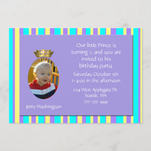 Prince Charming Crown Birthday Party Invitation Kaart