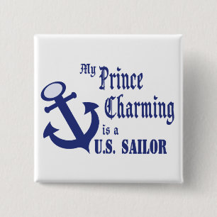Prince Charming is een Sailor Vierkante Button 5,1 Cm