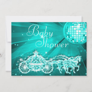 Prince Coach & Horses Disco Ball Baby shower Kaart