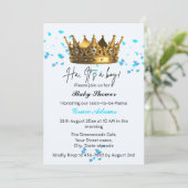 Prince Crown (baby boy) Baby shower Uitnodiging (Staand voorkant)