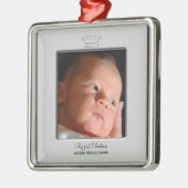 Prince Crown Baby Boy Eerste Kerstfoto Metalen Ornament (Links)