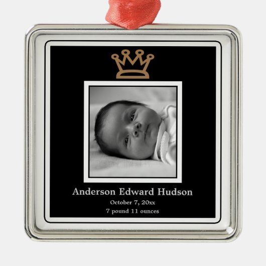 Prince Crown Baby Boy Foto Ornament (Voorkant)