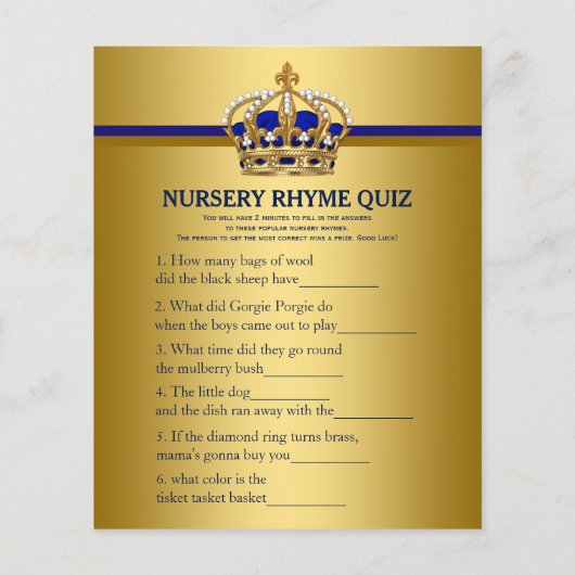 Prince Crown Baby shower Games (Achterkant)