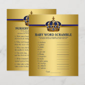 Prince Crown Baby shower Games Word Scramble (Voorkant / Achterkant)
