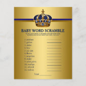 Prince Crown Baby shower Games Word Scramble (Voorkant)
