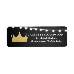 Prince Crown Baby shower Gold Foil Chalkboard Etiket