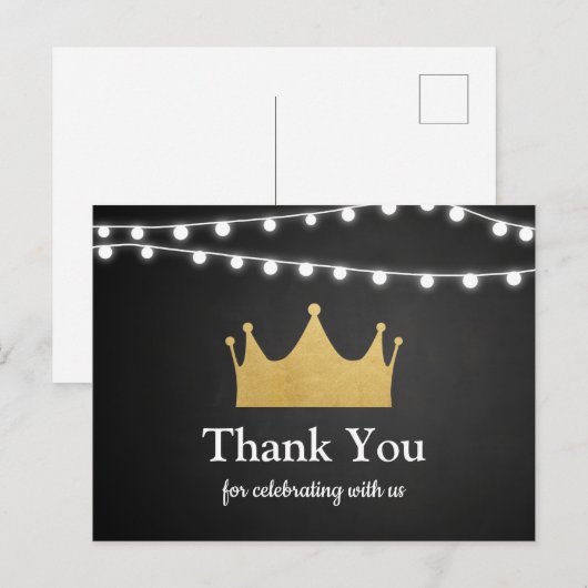 Prince Crown | Baby shower goudfolie | Dank u Briefkaart (Voorkant / Achterkant)