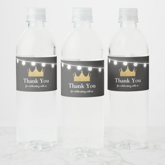 Prince Crown | Baby shower goudfolie | Dank u Waterfles Etiket (Flessen)