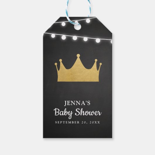 Prince Crown | Baby shower goudfolie | Krijtbord Cadeaulabel (Voorkant)