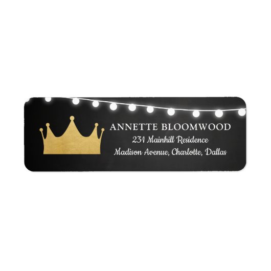 Prince Crown | Baby shower goudfolie | Krijtbord Etiket (Voorkant)
