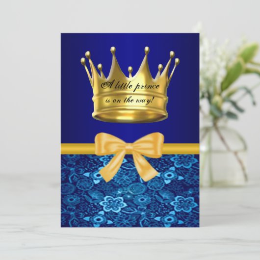 Prince Crown Baby shower Kaart (Staand voorkant)