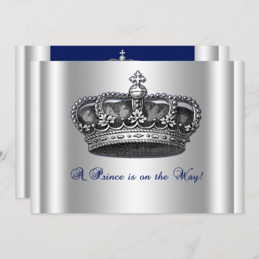 Prince Crown Baby shower Uitnodiging (Voorkant / Achterkant)