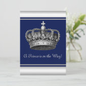 Prince Crown Baby shower Uitnodiging (Staand voorkant)