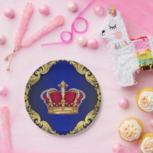 Prince Crown Royal Baby shower Papieren Bordje (Feest)