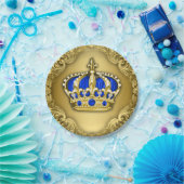 Prince Crown Royal Blue Prince Baby shower Papieren Bordje (Feest)