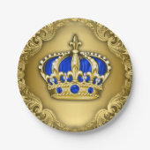 Prince Crown Royal Blue Prince Baby shower Papieren Bordje (Voorkant)
