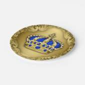 Prince Crown Royal Blue Prince Baby shower Papieren Bordje (Gekanteld)