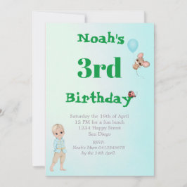 Prince Cute Blue Green Mouse Age Birthday Kaart