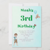 Prince Cute Blue Mouse Age Birthday Uitnodiging (Voorkant)